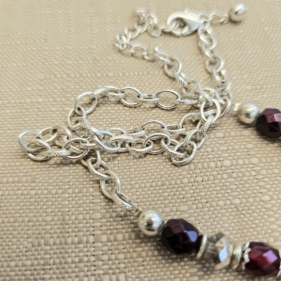 SET! Garnet 925 Ring with Stretchy Glass Bead Bracelet and Beaded Necklace - Picture 6 of 14